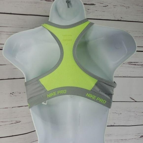 Nike Pro Dri Fit Neon and Grey Sports‎ Bra Size Medium - Picture 5 of 8